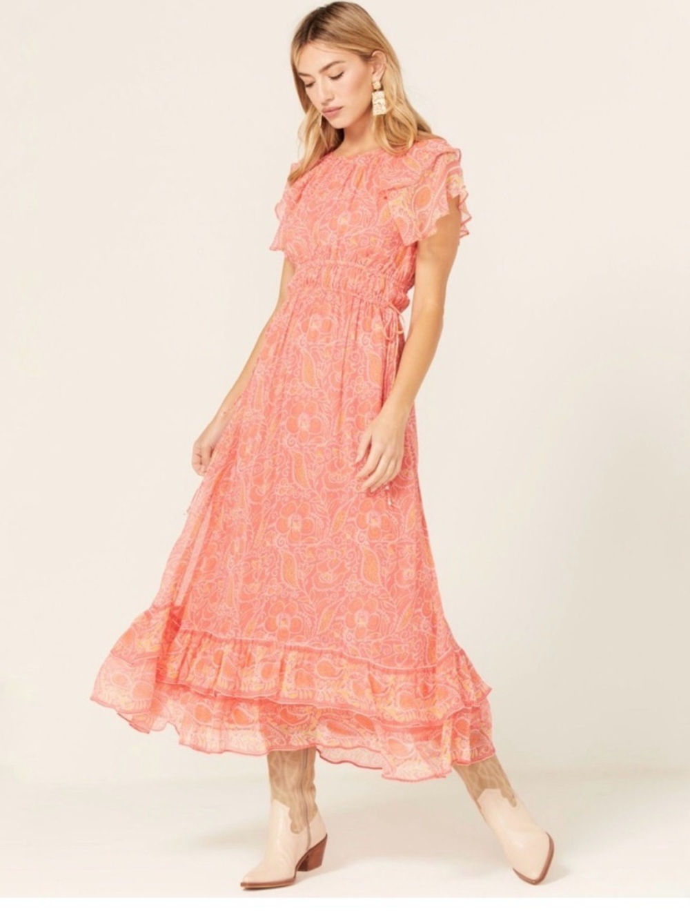 NWT Cleobella Floral Blossom Print Hannah Dress in Pink Size Small